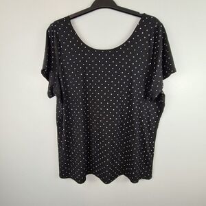 Torrid Polka Dot Top Plus Size 3 3X Black Criss Cross Corset Style Back Low Cut‎